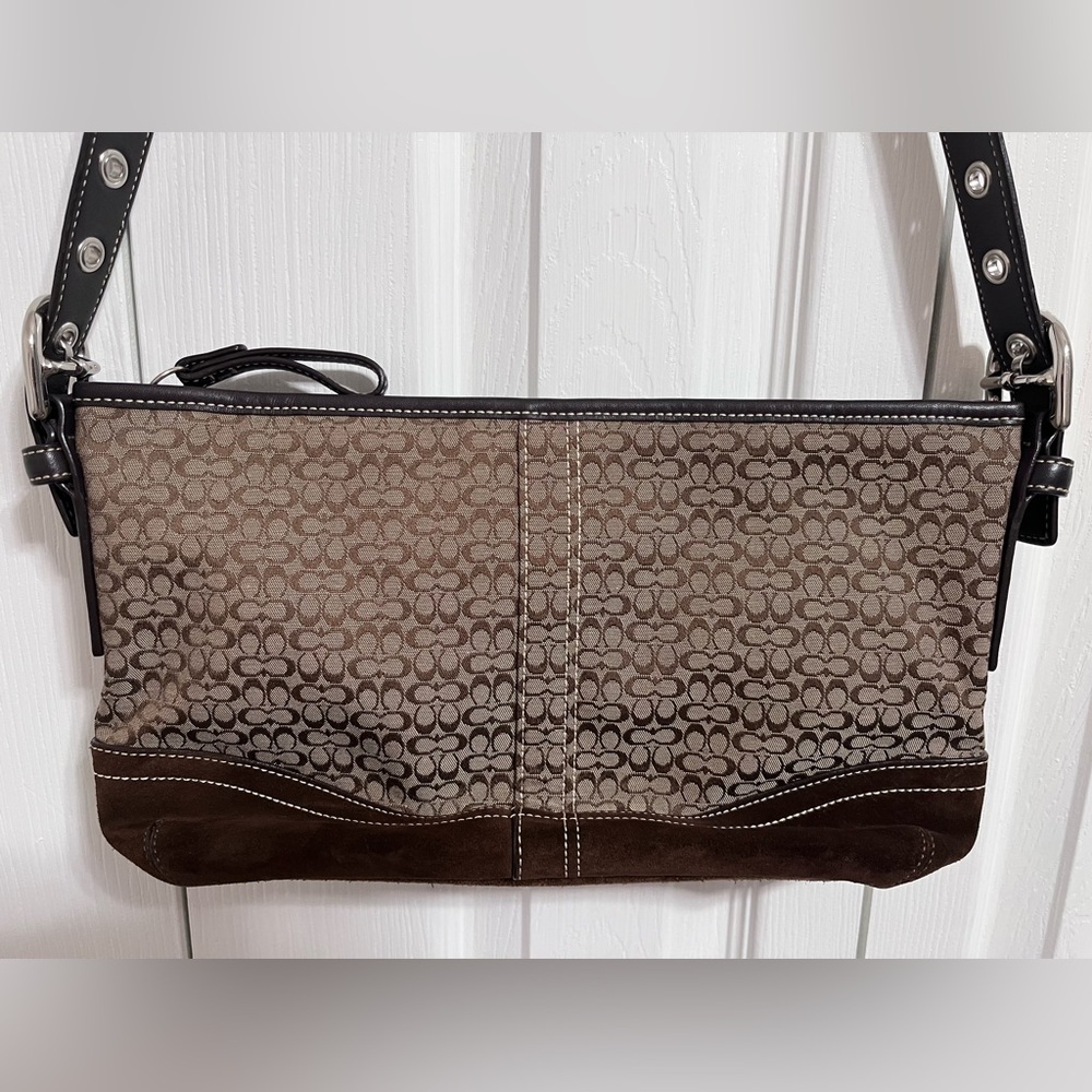 Coach Brown Suede Shoulder Bag - Picture 4 of 6
